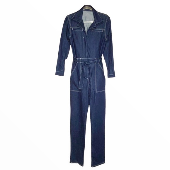 Reformation Rex Boiler Jumpsuit Darkwash Denim Blue *Size Est. 6-8 / Medium EUC - Picture 1 of 9